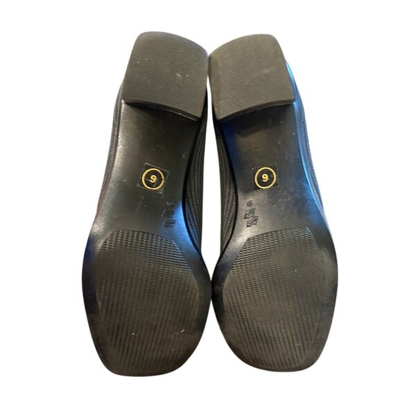 Anthropologie 8.5 Pull On Sock Boot Gray Stripe Ankle Square Toe Block Heel - Picture 9 of 9